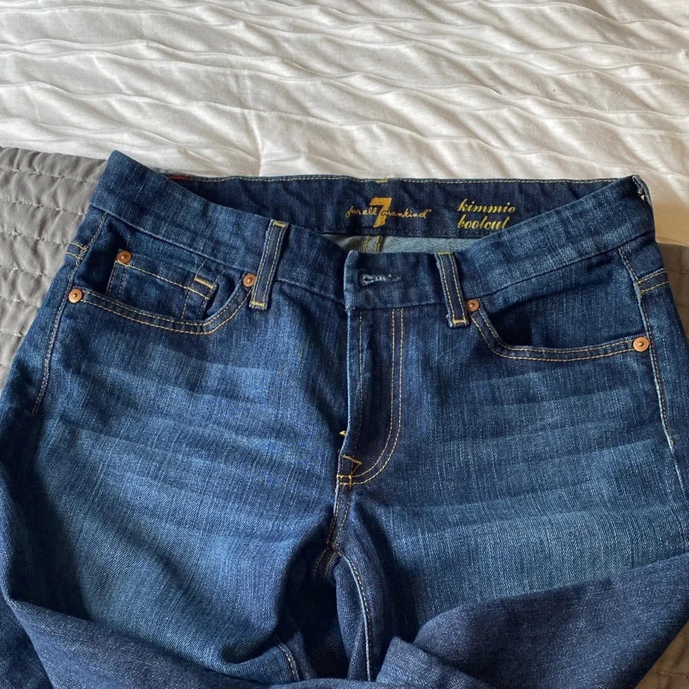 7 For All Mankind Dark Blue Kimmie Bootcut Jeans - Picture 3 of 6
